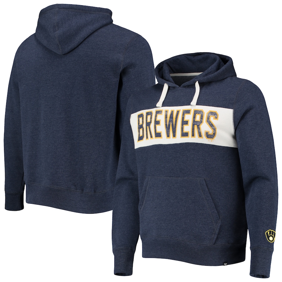 Men's Milwaukee Brewers '47 Heathered Navy Team Pullover Hoodie