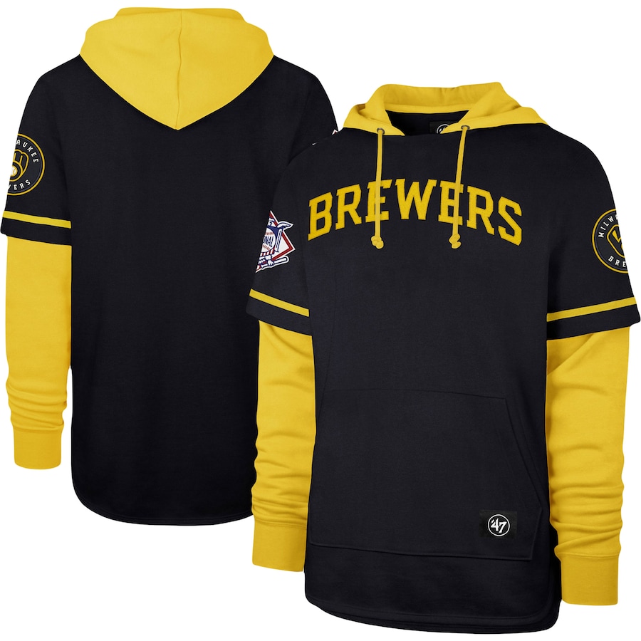 Men's Milwaukee Brewers '47 Navy Trifecta Shortstop Pullover Hoodie