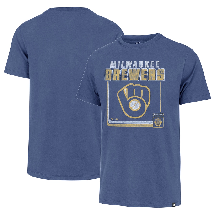 Men's Milwaukee Brewers '47 Royal Borderline Franklin T-shirt Men's Milwaukee Brewers '47 Royal Borderline Franklin T-shirt