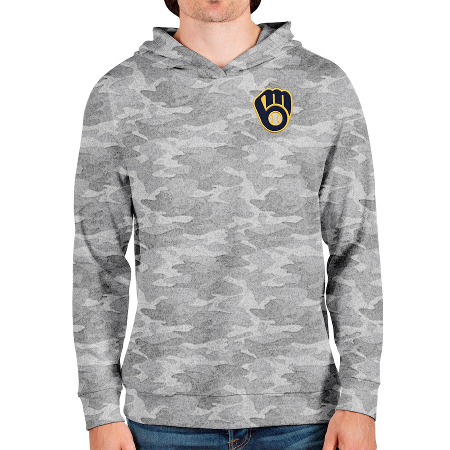 Men's Milwaukee Brewers Antigua Camo Absolute Pullover Hoodie