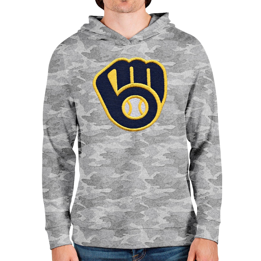 Men's Milwaukee Brewers Antigua Camo Team Logo Absolute Pullover Hoodie