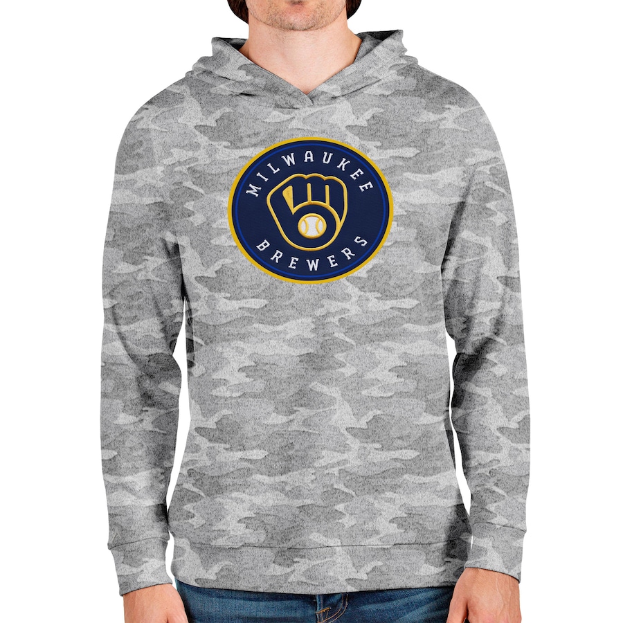 Men's Milwaukee Brewers Antigua Camo Team Logo Absolute Pullover Hoodie