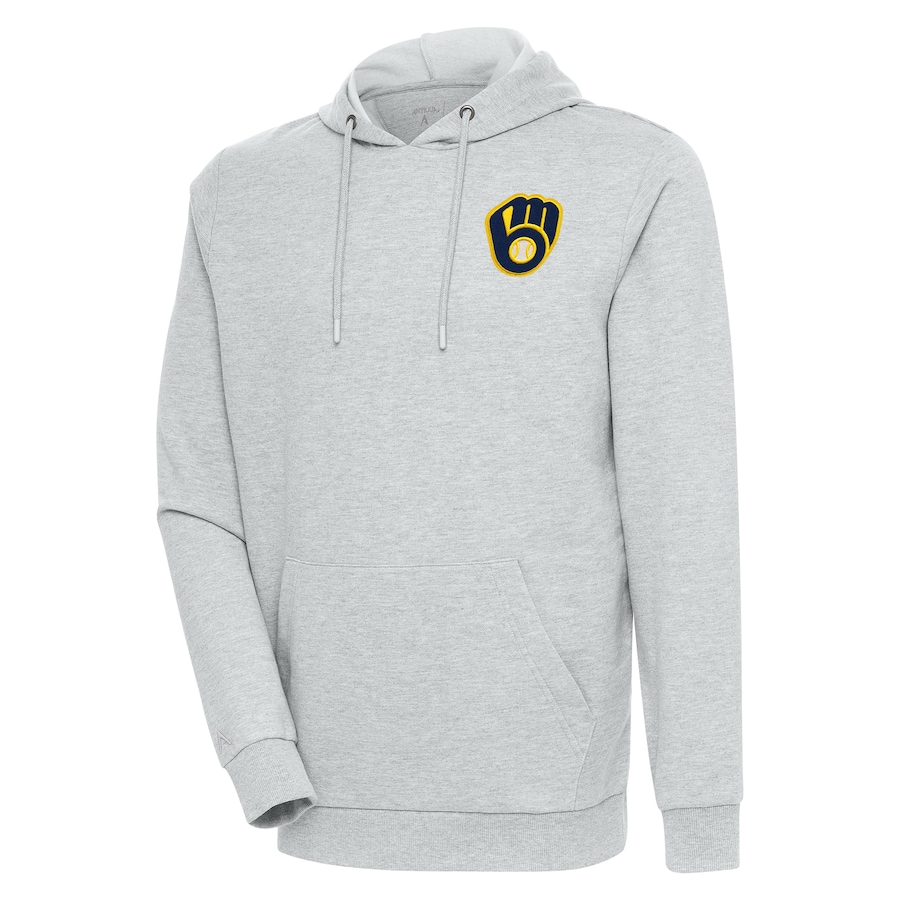 Men's Milwaukee Brewers Antigua Heather Gray Action Pullover Hoodie