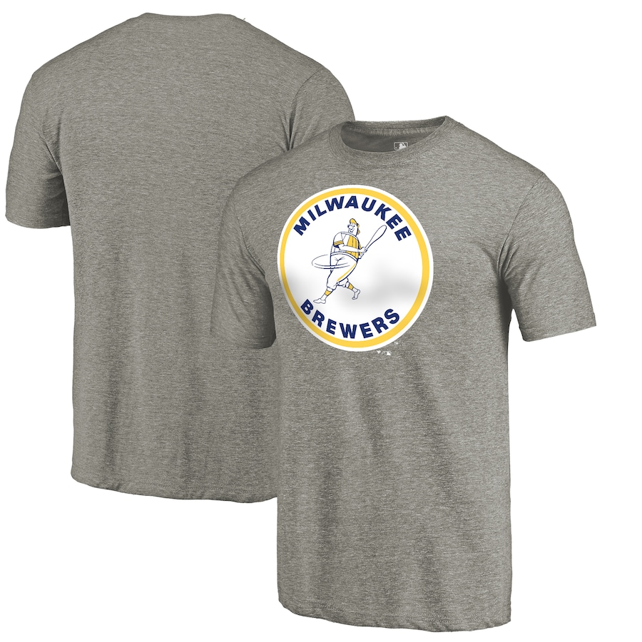 Men's Milwaukee Brewers Ash Cooperstown Collection Forbes Tri-Blend T-Shirt