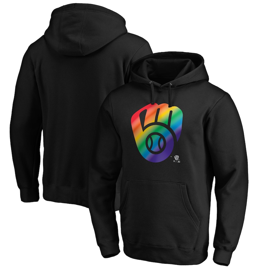 Men's Milwaukee Brewers Black Team Pride Logo Pullover Hoodie