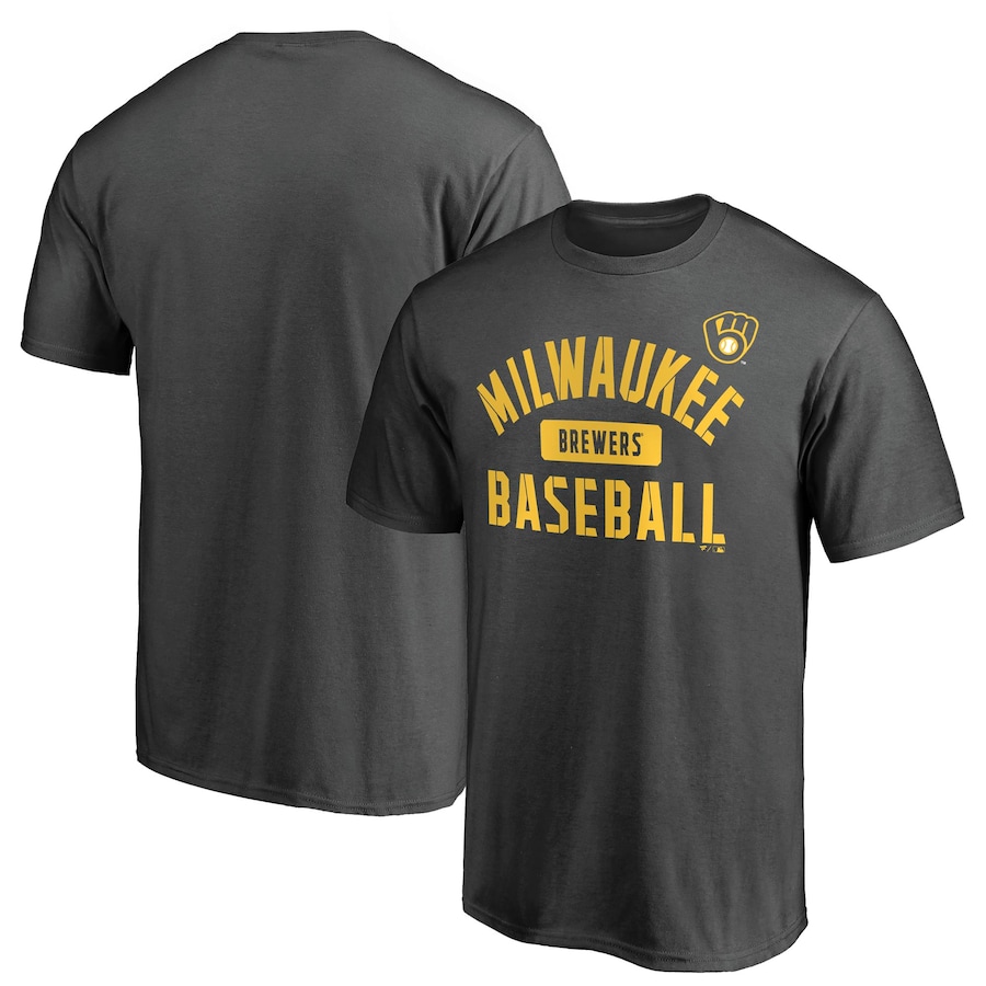Men's Milwaukee Brewers Charcoal Iconic Primary Pill T-Shirt