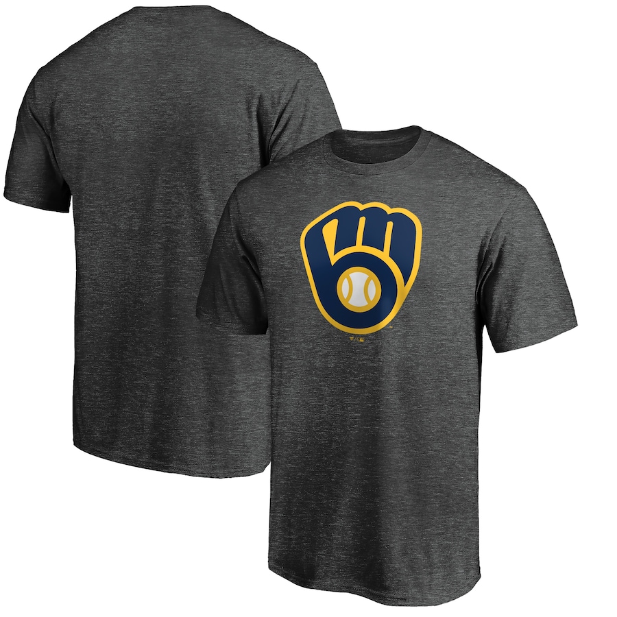 Men's Milwaukee Brewers Charcoal Official Logo T-Shirt