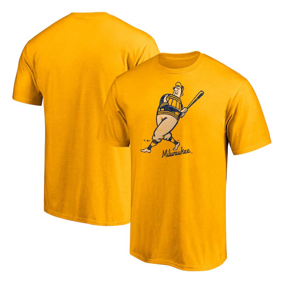Men's Milwaukee Brewers Gold Hometown Paint The Black T-Shirt