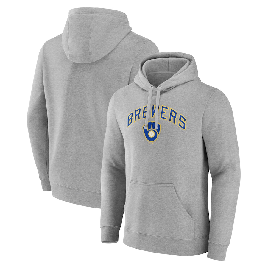 Men's Milwaukee Brewers Gray Wahconah Pullover Hoodie Men's Milwaukee Brewers Gray Wahconah Pullover Hoodie