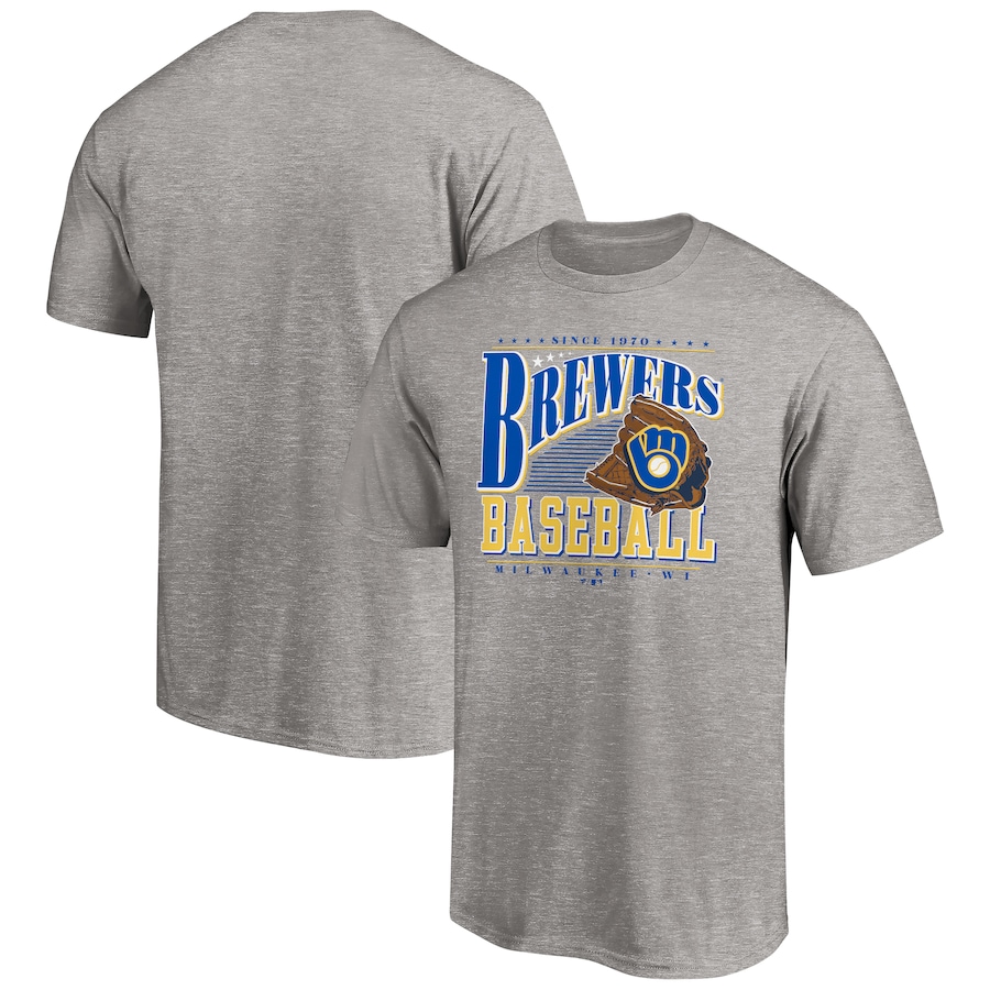 Men's Milwaukee Brewers Heather Gray Cooperstown Collection Winning Time T-Shirt