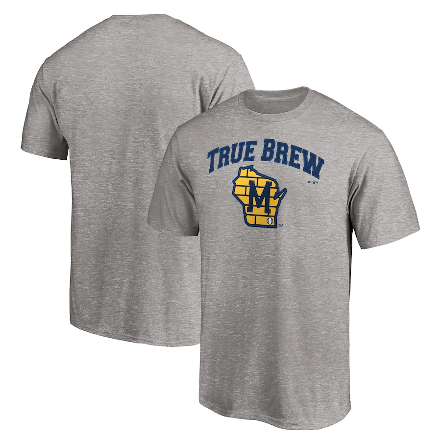 Men's Milwaukee Brewers Heather Gray Team Heater T-Shirt