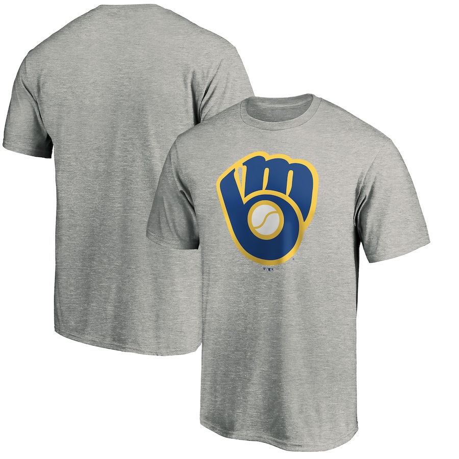 Men's Milwaukee Brewers Heathered Gray Cooperstown Collection Huntington Logo T-Shirt