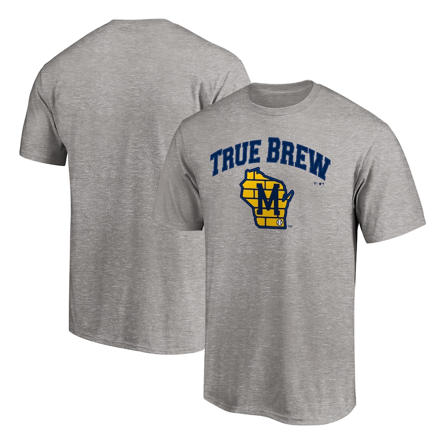Men's Milwaukee Brewers Heathered Gray Hometown Heater T-Shirt Men's Milwaukee Brewers Heathered Gray Hometown Heater T-Shirt