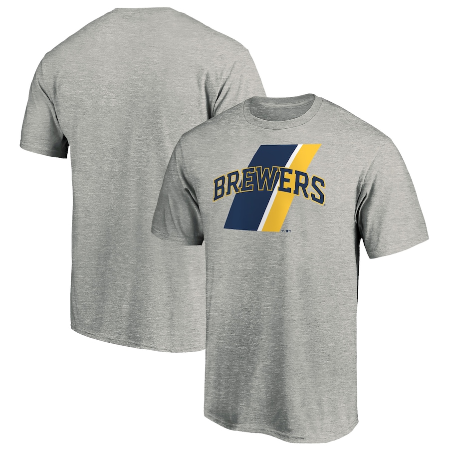 Men's Milwaukee Brewers Heathered Gray Prep Squad T-Shirt Men's Milwaukee Brewers Heathered Gray Prep Squad T-Shirt