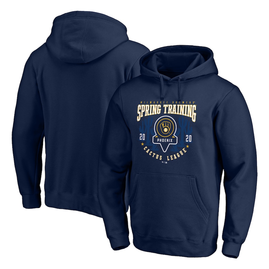 Men's Milwaukee Brewers Navy 2020 Spring Training Pick Off Move Pullover Hoodie Men's Milwaukee Brewers Navy 2020 Spring Training Pick Off Move Pullover Hoodie