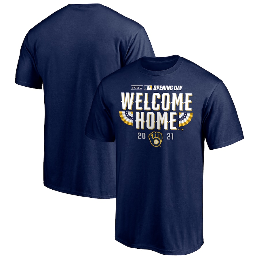 Men's Milwaukee Brewers Navy 2021 Opening Day T-Shirt