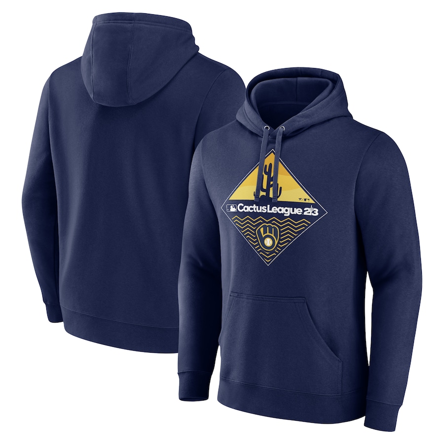 Men's Milwaukee Brewers Navy 2023 MLB Spring Training Diamond Pullover Hoodie Men's Milwaukee Brewers Navy 2023 MLB Spring Training Diamond Pullover Hoodie