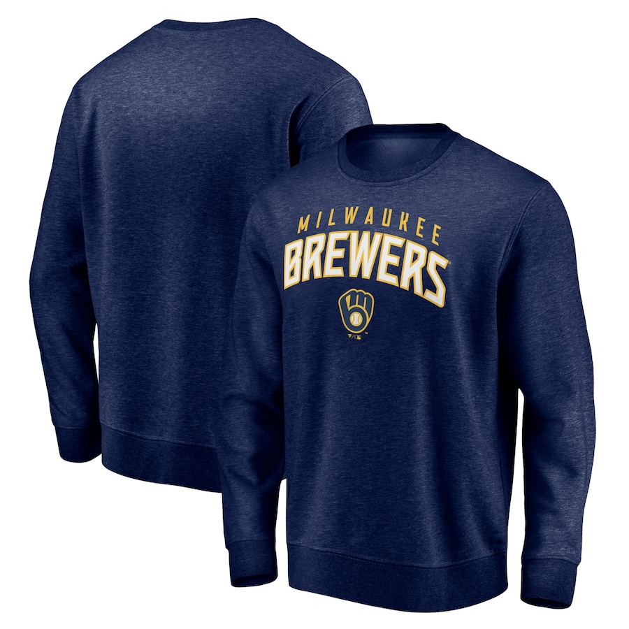 Men's Milwaukee Brewers Navy Gametime Arch Pullover Sweatshirt