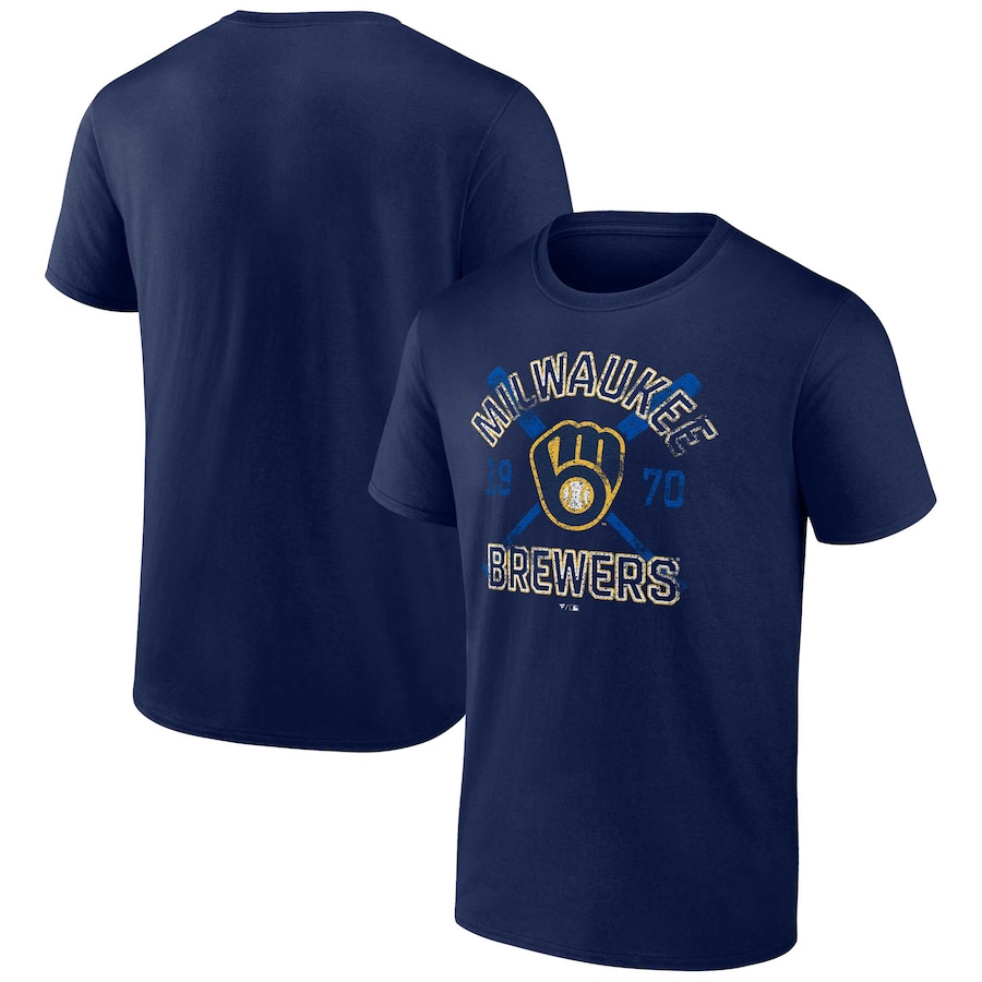 Men's Milwaukee Brewers Navy Second Wind T-Shirt Men's Milwaukee Brewers Navy Second Wind T-Shirt
