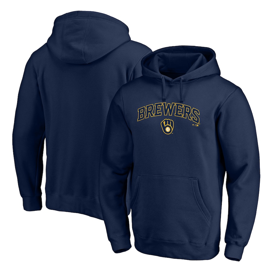 Men's Milwaukee Brewers Navy Team Lock Up Wordmark Pullover Hoodie Men's Milwaukee Brewers Navy Team Lock Up Wordmark Pullover Hoodie