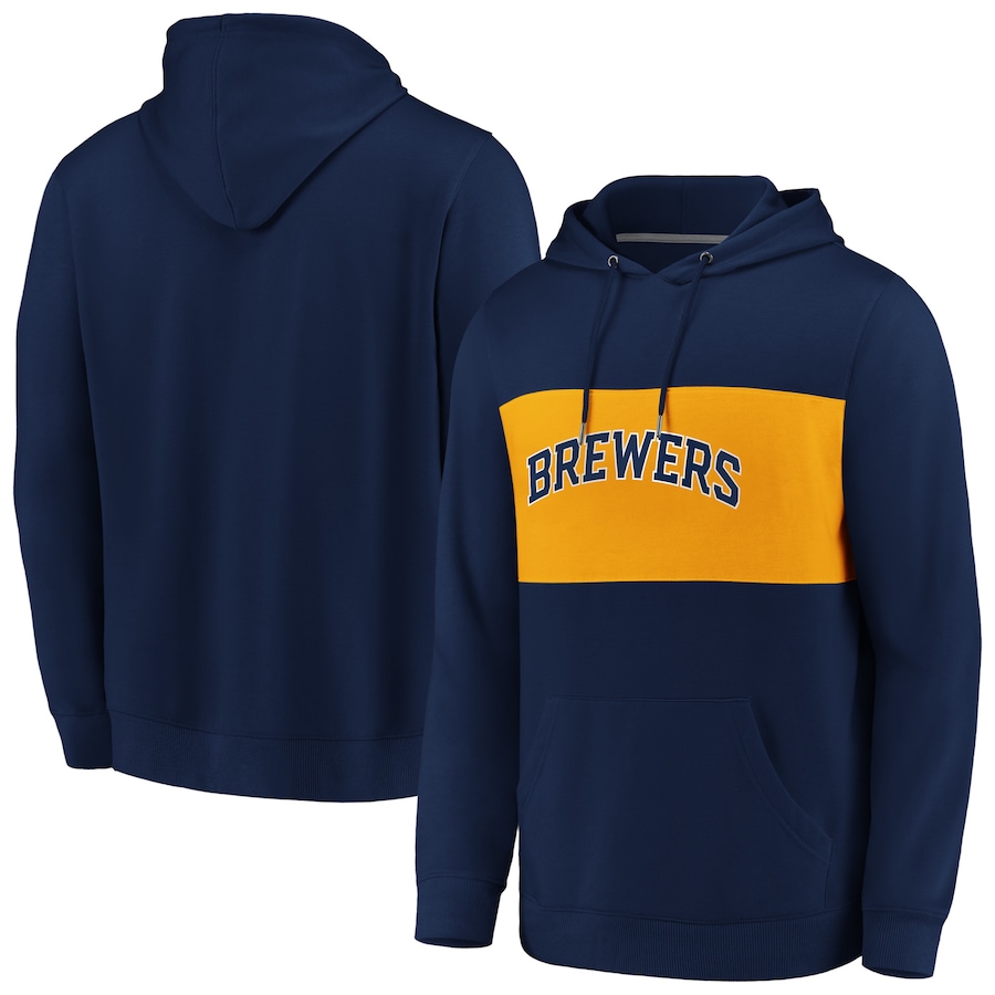 Men's Milwaukee Brewers Navy/Gold True Classics Team Faux Cashmere Pullover Hoodie Men's Milwaukee Brewers Navy/Gold True Classics Team Faux Cashmere Pullover Hoodie
