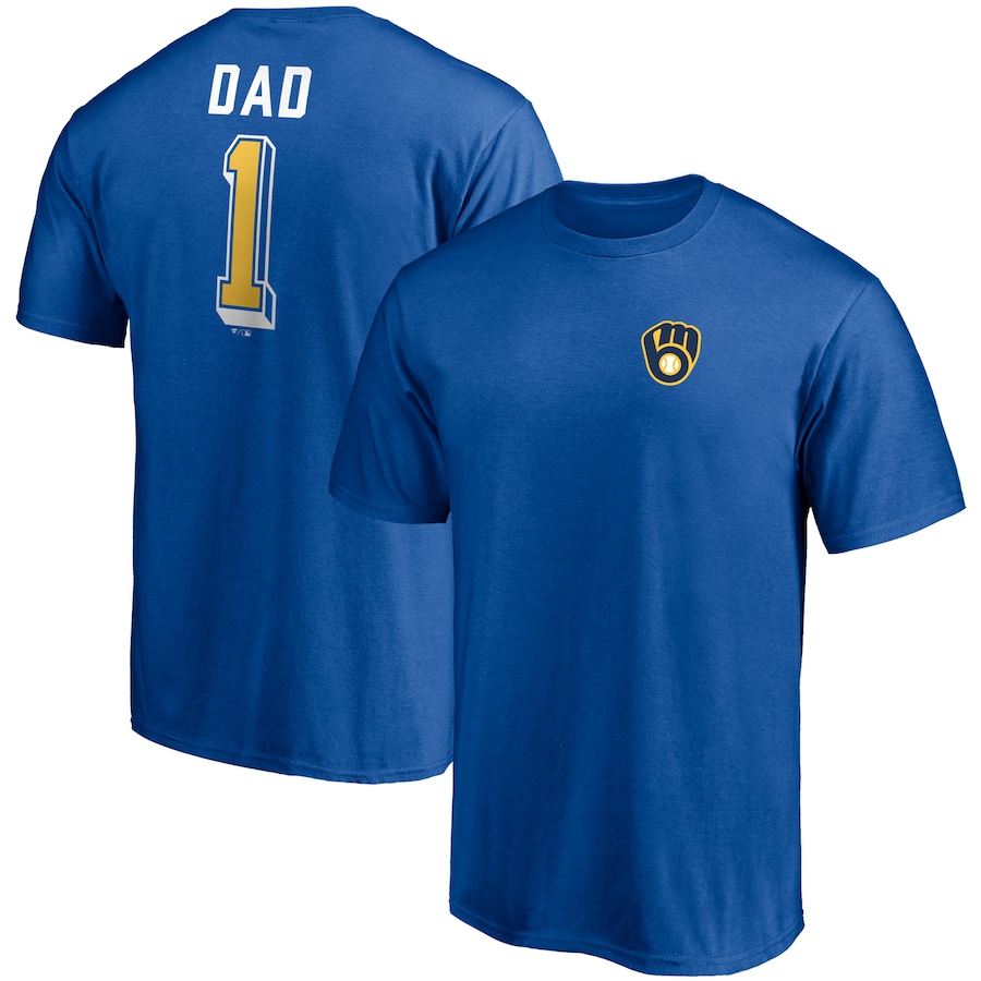 Men's Milwaukee Brewers Royal Number One Dad Team T-Shirt