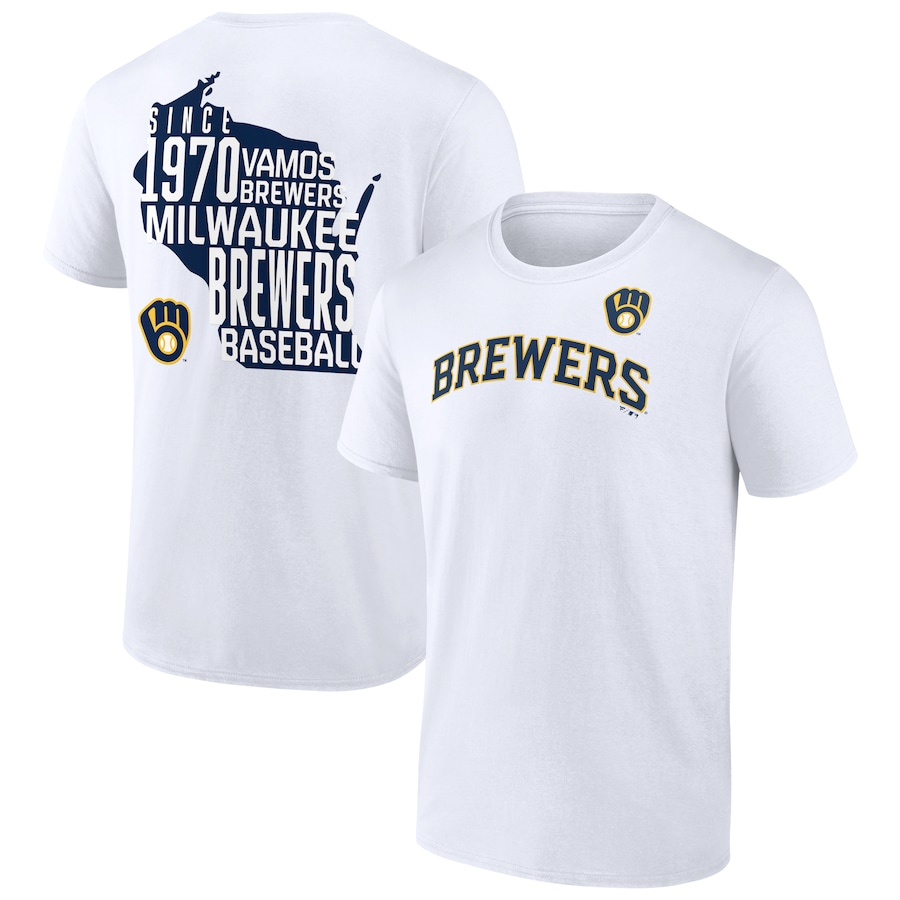 Men's Milwaukee Brewers White Hometown Hot Shot T-Shirt Men's Milwaukee Brewers White Hometown Hot Shot T-Shirt