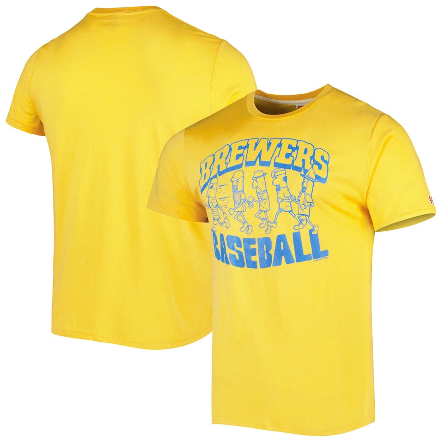 Men's Milwaukee Brewers Homage Gold Hyper Local Tri-Blend T-Shirt Men's Milwaukee Brewers Homage Gold Hyper Local Tri-Blend T-Shirt