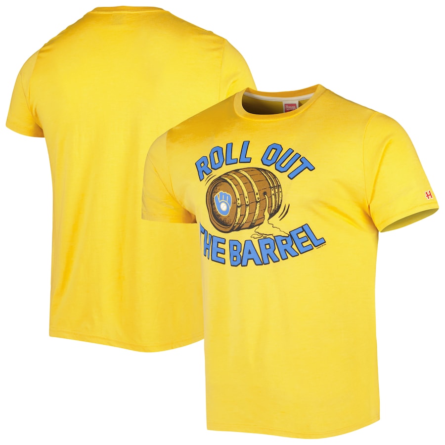 Men's Milwaukee Brewers Homage Gold Hyper Local Tri-Blend T-Shirt Men's Milwaukee Brewers Homage Gold Hyper Local Tri-Blend T-Shirt