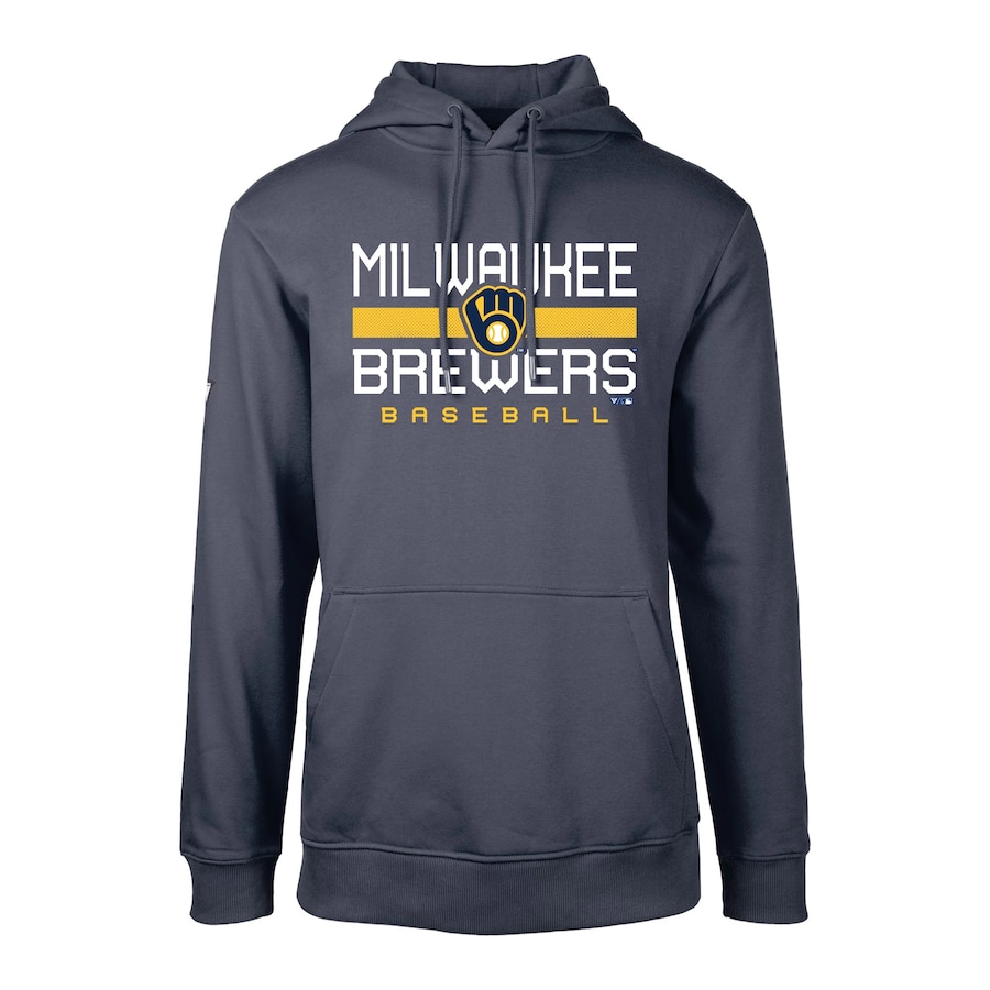 Men's Milwaukee Brewers Levelwear Navy Podium Dugout Fleece Hoodie