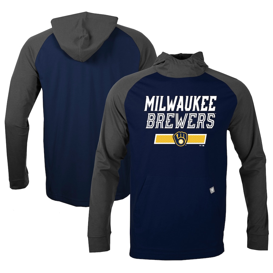 Men's Milwaukee Brewers Levelwear Navy/Charcoal Uproar Undisputed Pullover Hoodie