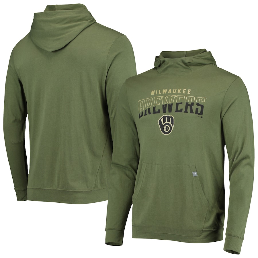Men's Milwaukee Brewers Levelwear Olive Delta Thrive Tri-Blend Pullover Hoodie Men's Milwaukee Brewers Levelwear Olive Delta Thrive Tri-Blend Pullover Hoodie