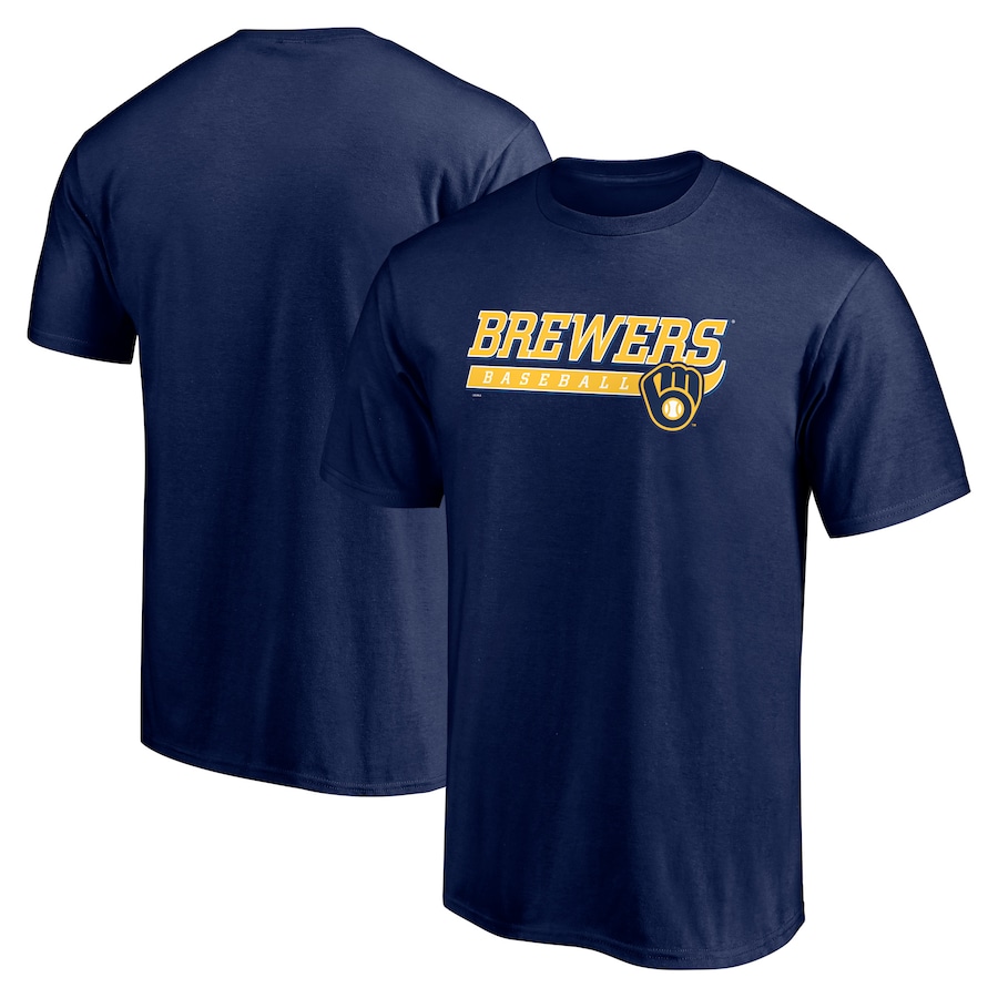 Men's Milwaukee Brewers Navy Take the Lead T-Shirt Men's Milwaukee Brewers Navy Take the Lead T-Shirt