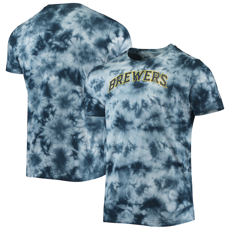 Men's Milwaukee Brewers New Era Navy Team Tie-Dye T-Shirt