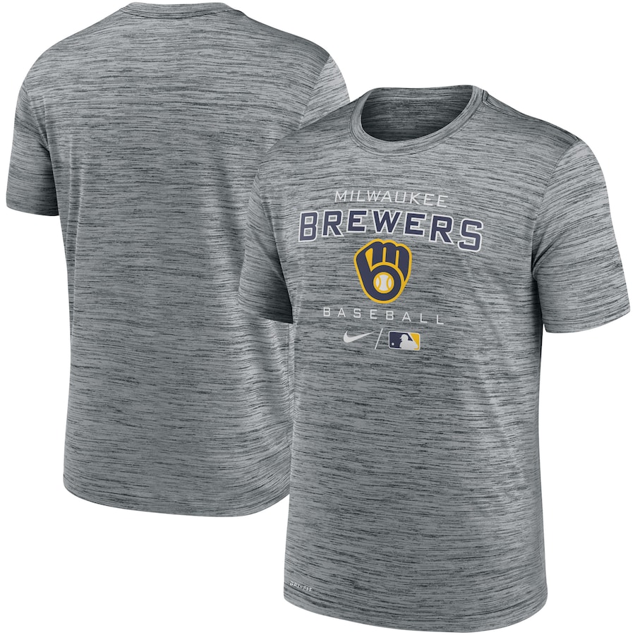 Men's Milwaukee Brewers Nike Anthracite Authentic Collection Velocity Practice Performance T-Shirt