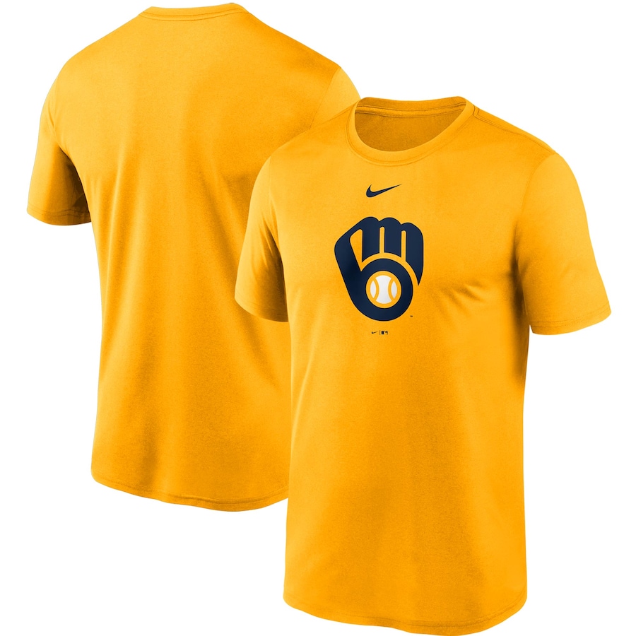Men's Milwaukee Brewers Nike Gold Large Logo Legend Performance T-Shirt