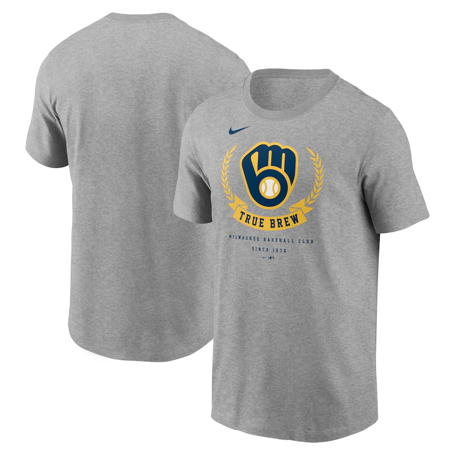 Men's Milwaukee Brewers Nike Heathered Gray True Brew Local Team T-Shirt