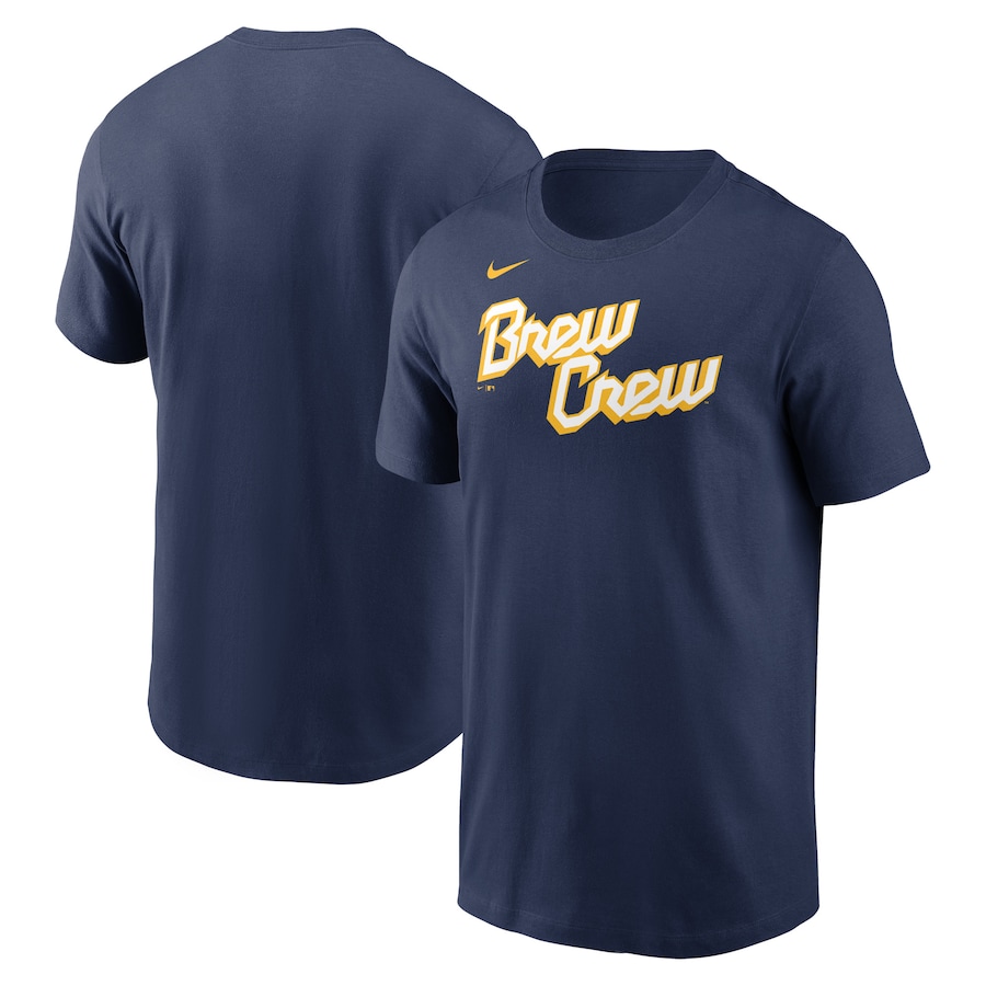 Men's Milwaukee Brewers Nike Navy 2022 City Connect Wordmark T-Shirt Men's Milwaukee Brewers Nike Navy 2022 City Connect Wordmark T-Shirt