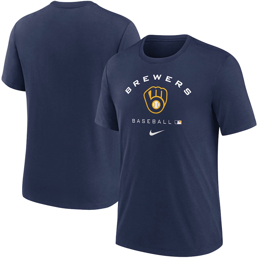Men's Milwaukee Brewers Nike Navy Authentic Collection Tri-Blend Performance T-Shirt Men's Milwaukee Brewers Nike Navy Authentic Collection Tri-Blend Performance T-Shirt