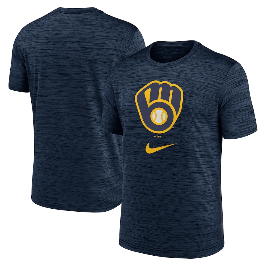 Men's Milwaukee Brewers Nike Navy Logo Velocity Performance T-Shirt
