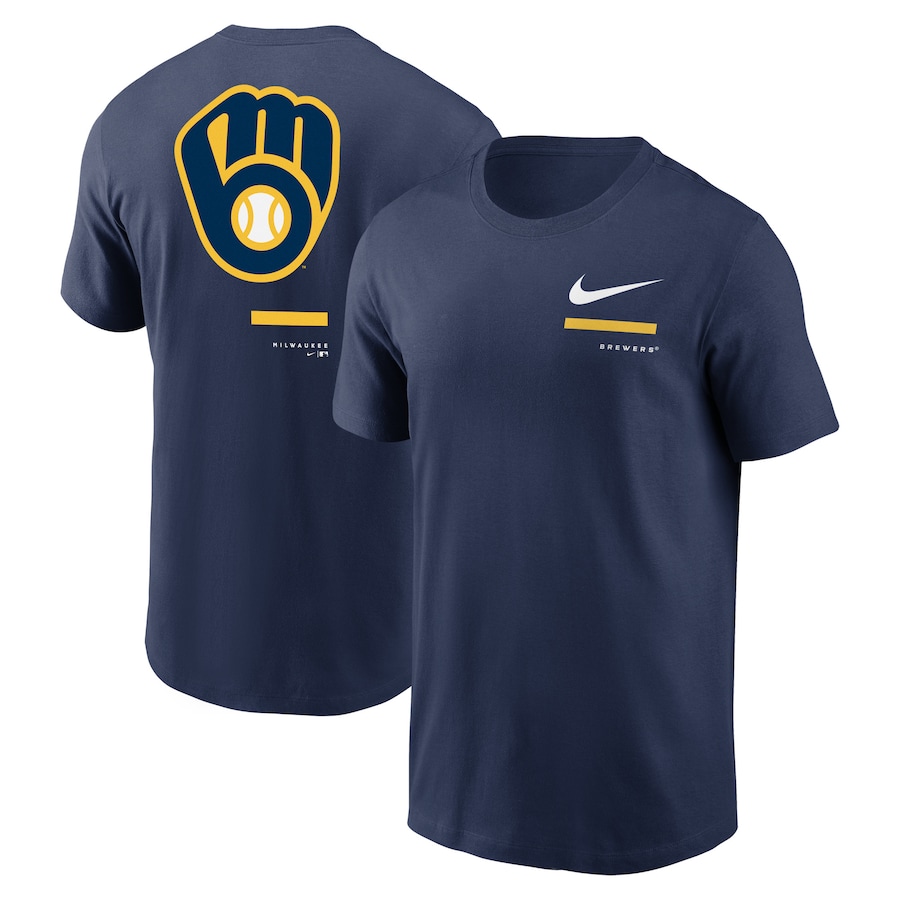 Men's Milwaukee Brewers Nike Navy Over the Shoulder T-Shirt