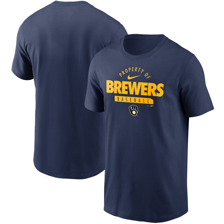 Men's Milwaukee Brewers Nike Navy Primetime Property Of Practice T-Shirt Men's Milwaukee Brewers Nike Navy Primetime Property Of Practice T-Shirt