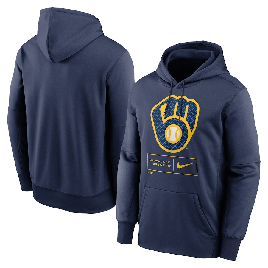 Men's Milwaukee Brewers Nike Navy Season Pattern Pullover Hoodie Men's Milwaukee Brewers Nike Navy Season Pattern Pullover Hoodie