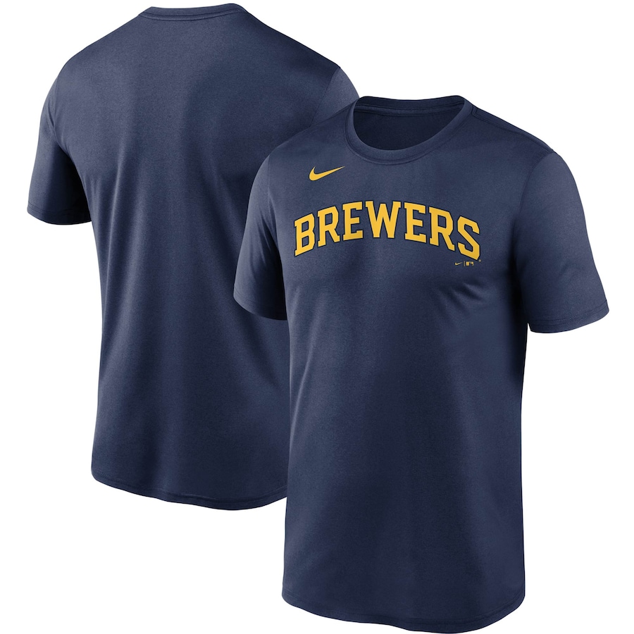 Men's Milwaukee Brewers Nike Navy Wordmark Legend T-Shirt Men's Milwaukee Brewers Nike Navy Wordmark Legend T-Shirt