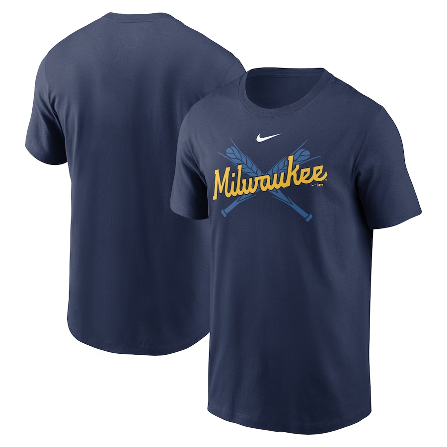 Men's Milwaukee Brewers Nike Navy Wordmark Local Team T-Shirt