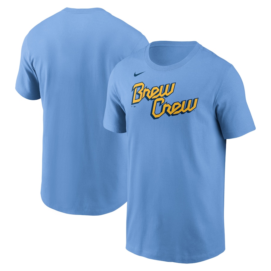 Men's Milwaukee Brewers Nike Powder Blue 2022 City Connect Wordmark T-Shirt Men's Milwaukee Brewers Nike Powder Blue 2022 City Connect Wordmark T-Shirt