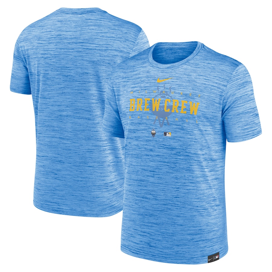 Men's Milwaukee Brewers Nike Powder Blue City Connect Velocity Practice Performance T-Shirt