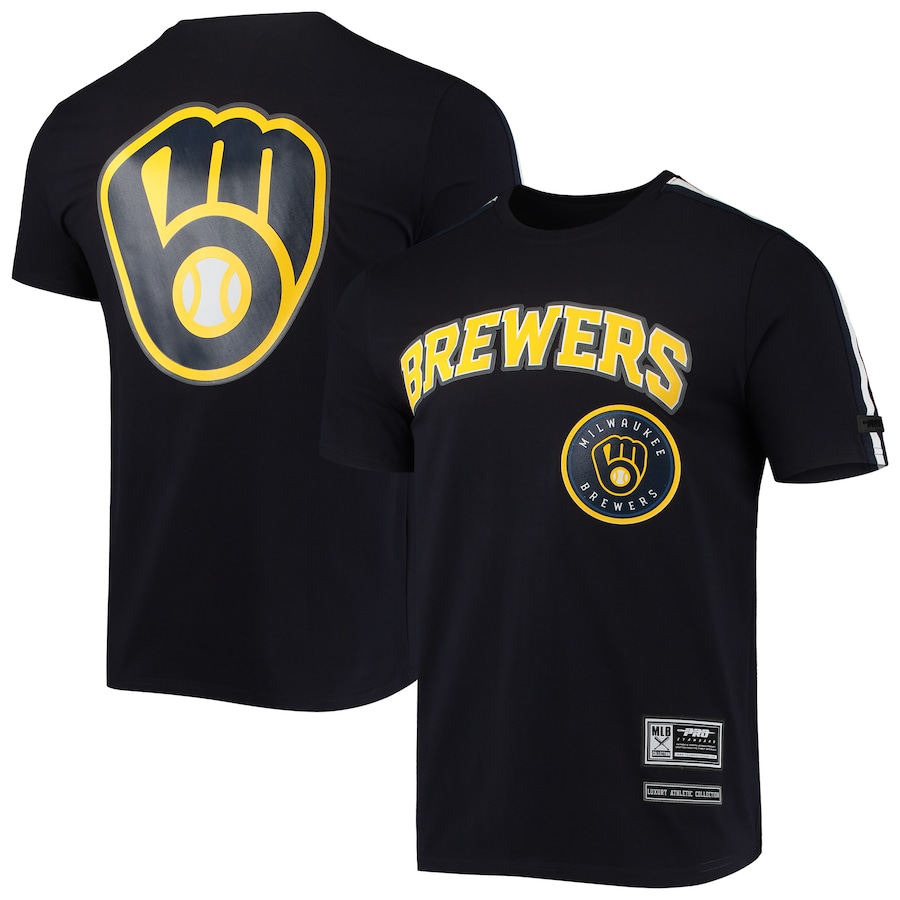 Men's Milwaukee Brewers Pro Standard Navy Taping T-Shirt