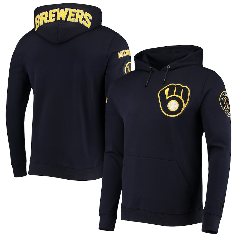 Men's Milwaukee Brewers Pro Standard Navy Team Logo Pullover Hoodie Men's Milwaukee Brewers Pro Standard Navy Team Logo Pullover Hoodie