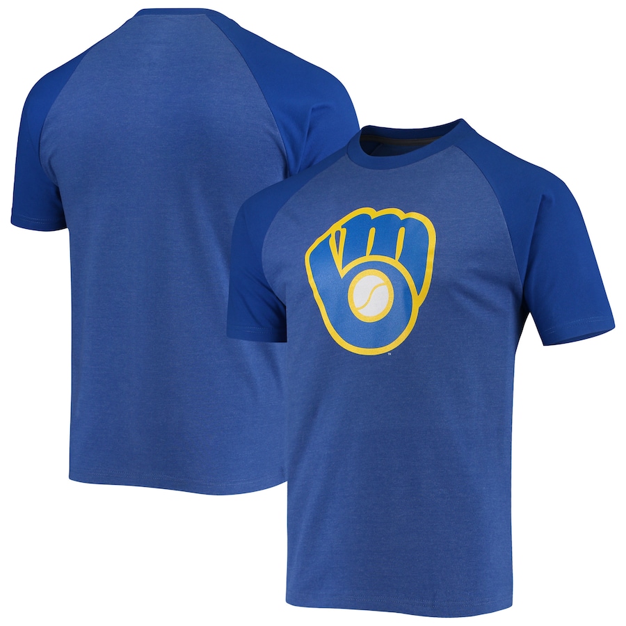 Men's Milwaukee Brewers Stitches Heathered Royal Raglan T-Shirt